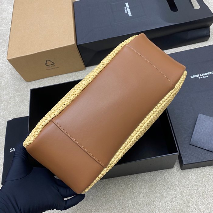 SAINT LAURENT 753837 編み ゴールド 脇下バッグ 大、クラシック 31x30x13cm サイズ:31x30x13cm