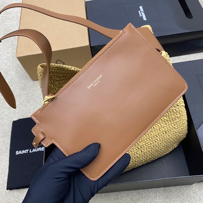 SAINT LAURENT 753837 編み ゴールド 脇下バッグ 大、クラシック 31x30x13cm サイズ:31x30x13cm
