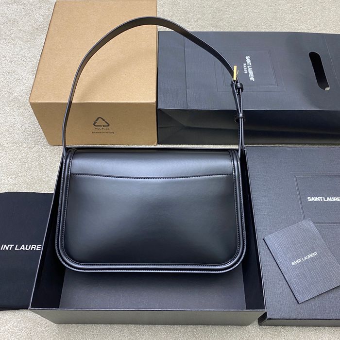 SAINT LAURENT 832332 ラムレザー ブラック、ゴールド ハンドバッグ クラシック 29x18cm サイズ:29x18cm