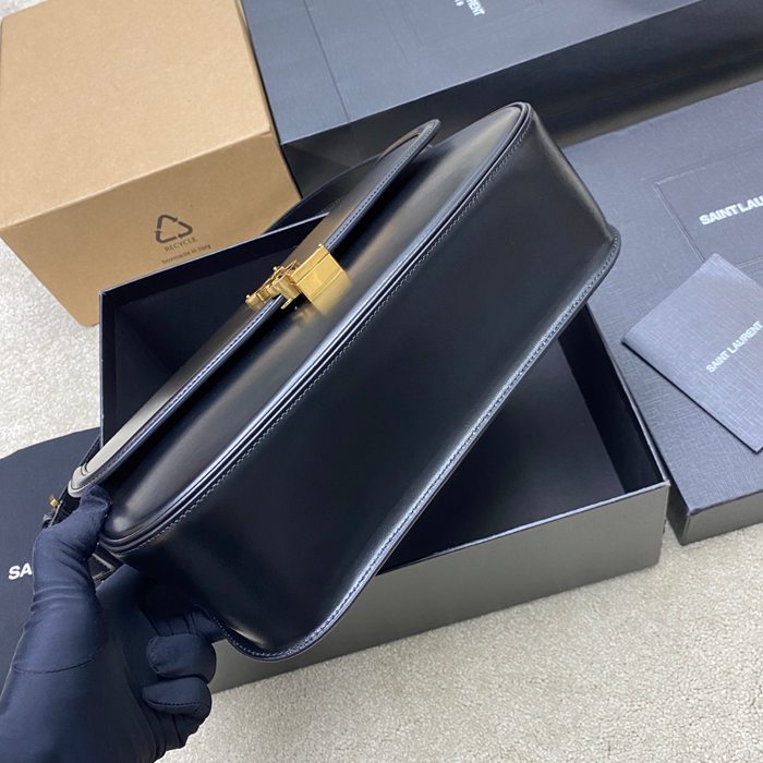 SAINT LAURENT 832332 ラムレザー ブラック、ゴールド ハンドバッグ クラシック 29x18cm サイズ:29x18cm