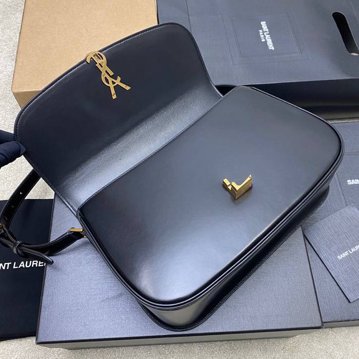 SAINT LAURENT 832332 ラムレザー ブラック、ゴールド ハンドバッグ クラシック 29x18cm サイズ:29x18cm