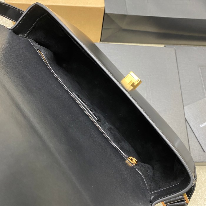 SAINT LAURENT 832332 ラムレザー ブラック、ゴールド ハンドバッグ クラシック 29x18cm サイズ:29x18cm