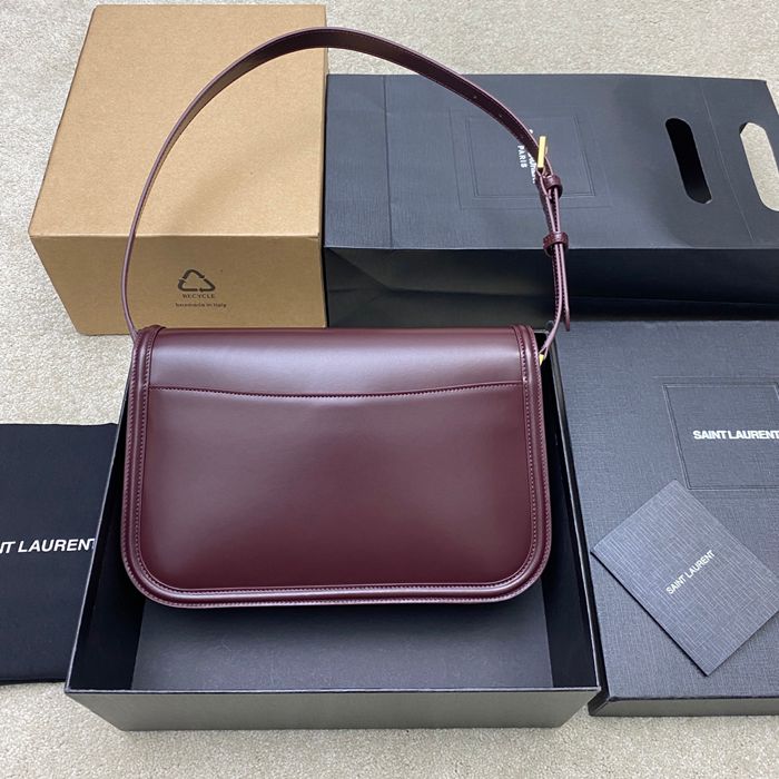 SAINT LAURENT 832332 ラムレザー レッド、ゴールド ハンドバッグ クラシック 29x18cm サイズ:29x18cm