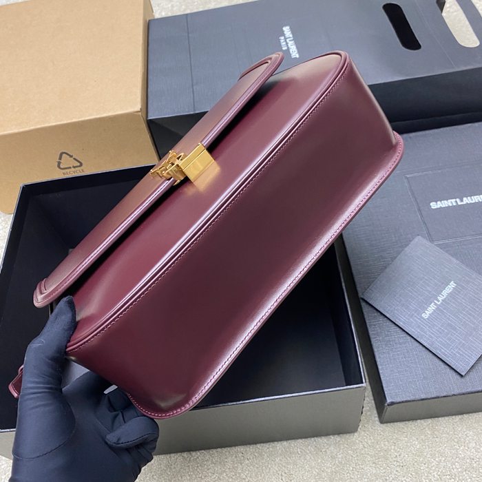 SAINT LAURENT 832332 ラムレザー レッド、ゴールド ハンドバッグ クラシック 29x18cm サイズ:29x18cm