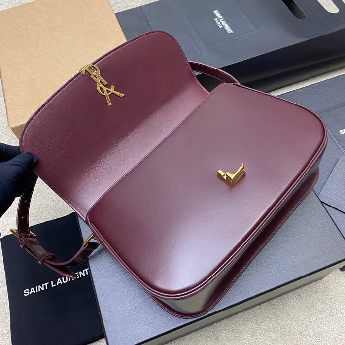 SAINT LAURENT 832332 ラムレザー レッド、ゴールド ハンドバッグ クラシック 29x18cm サイズ:29x18cm