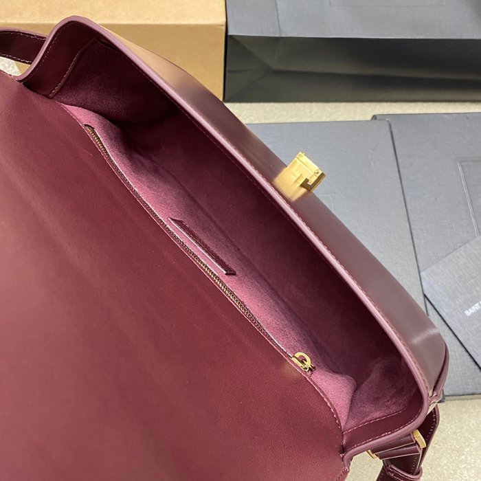 SAINT LAURENT 832332 ラムレザー レッド、ゴールド ハンドバッグ クラシック 29x18cm サイズ:29x18cm