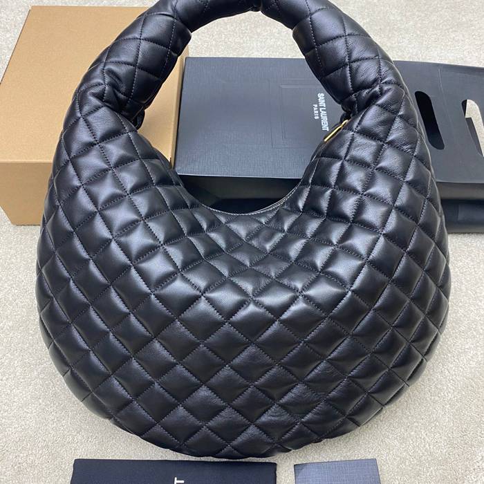 SAINT LAURENT 858160 ラムレザー ブラック、ゴールド ハンドバッグ イカール 47x35x15cm サイズ:47x35x15cm