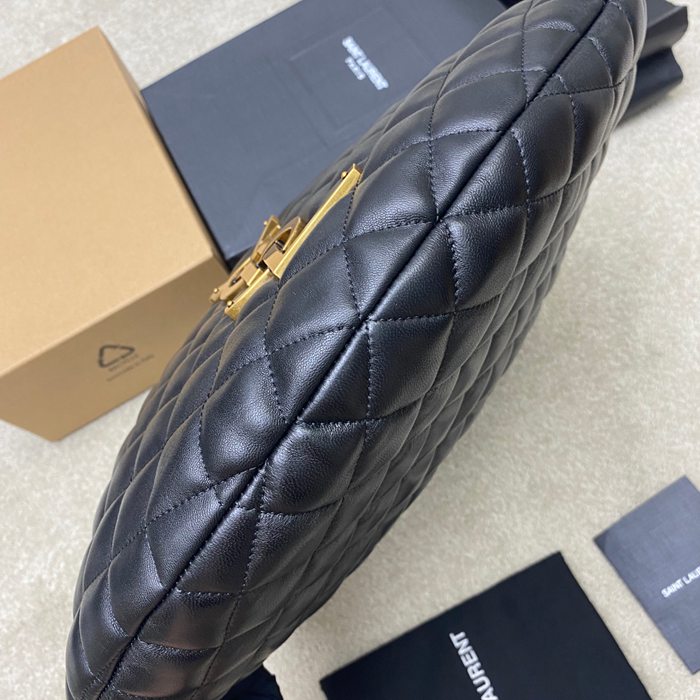 SAINT LAURENT 858160 ラムレザー ブラック、ゴールド ハンドバッグ イカール 47x35x15cm サイズ:47x35x15cm