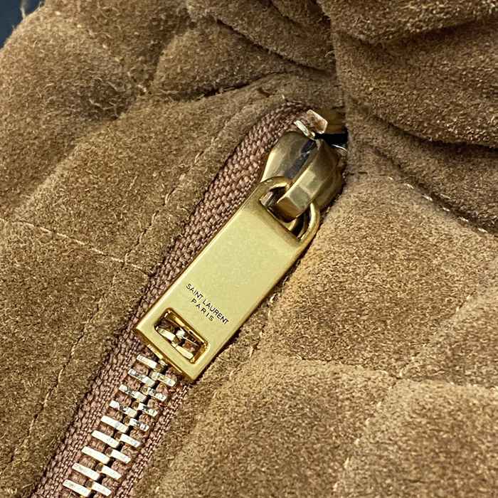 SAINT LAURENT 858160 ラムレザー、マット ブラウン、ゴールド、マット ハンドバッグ イカール 47x35x15cm サイズ:47x35x15cm