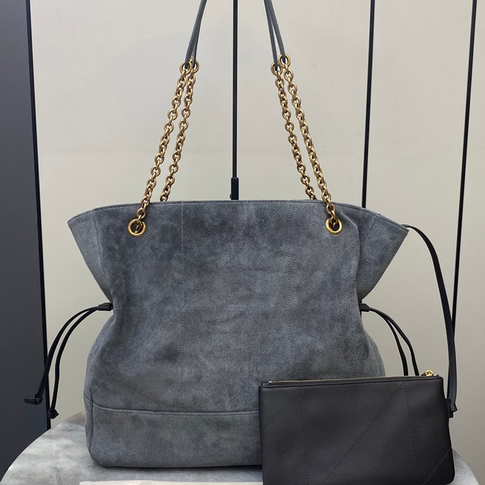SAINT LAURENT 809824 マット グレー、ゴールド、マット トートバッグ、脇下バッグ ジェイミー 35x35x10cm サイズ:35x35x10cm