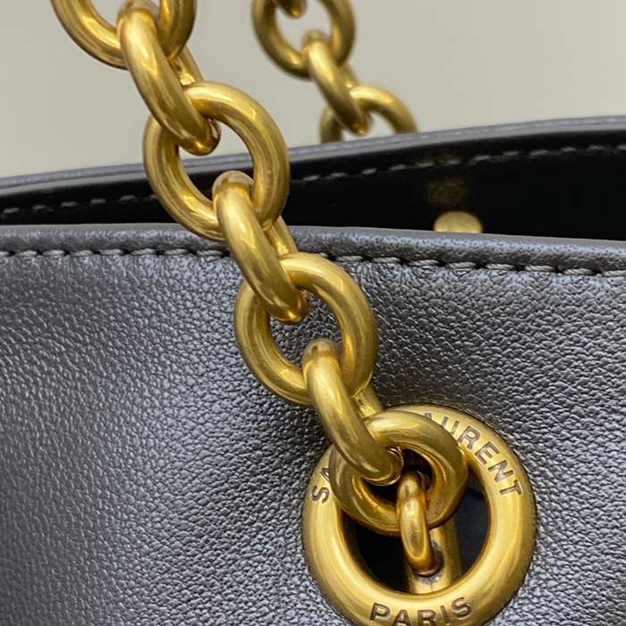 SAINT LAURENT 833948 ラムレザー グレー、ゴールド トートバッグ、脇下バッグ ジェイミー 29x27x11cm サイズ:29x27x11cm
