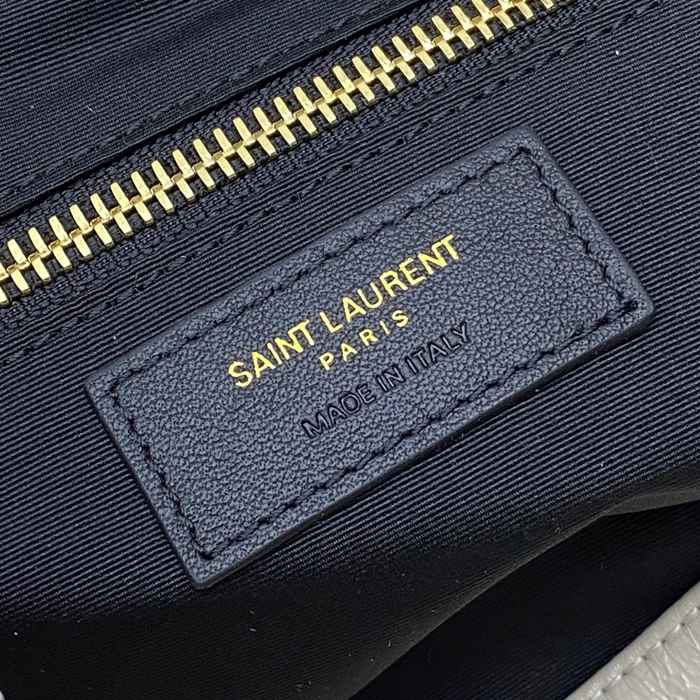SAINT LAURENT 871151 カーフレザー ブラック、ホワイト、ゴールド ハンドバッグ チェーン、ニキ、大 33x27x14cm サイズ:33x27x14cm
