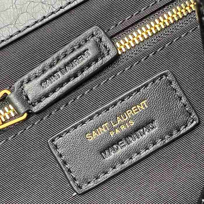 SAINT LAURENT 872680 カーフレザー ブラック、ゴールド ハンドバッグ チェーン、ニキ 25x22x10cm サイズ:25x22x10cm