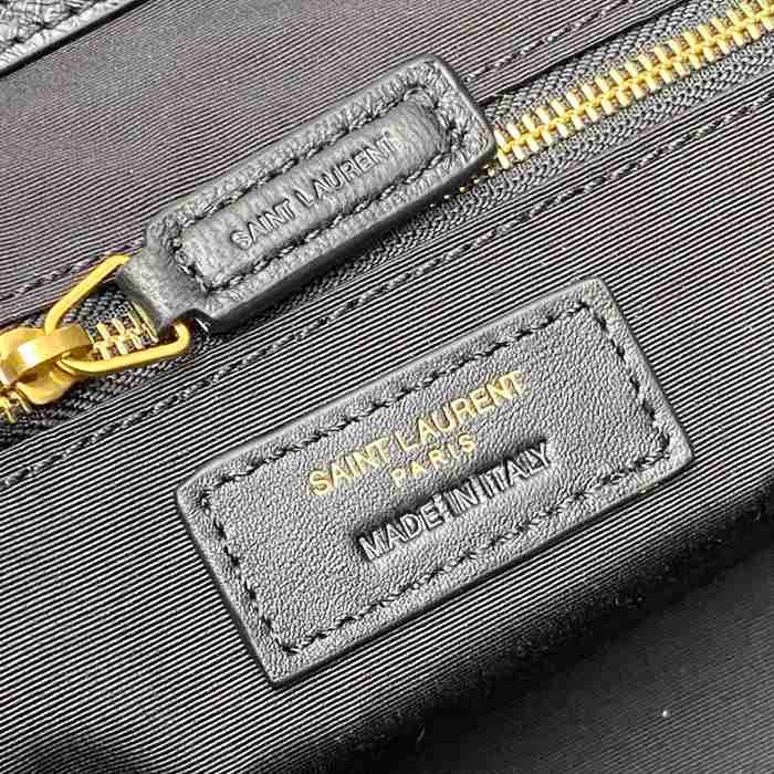 SAINT LAURENT 871151 カーフレザー ブラック、ゴールド ハンドバッグ チェーン、ニキ、大 33x27x14cm サイズ:33x27x14cm