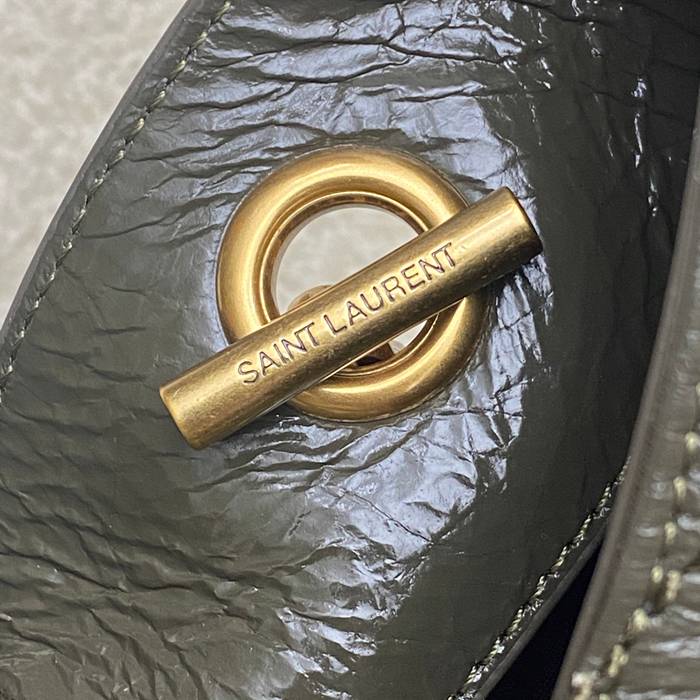 SAINT LAURENT 872680 カーフレザー ブラック、グリーン、ゴールド ハンドバッグ チェーン、ニキ 25x22x10cm サイズ:25x22x10cm