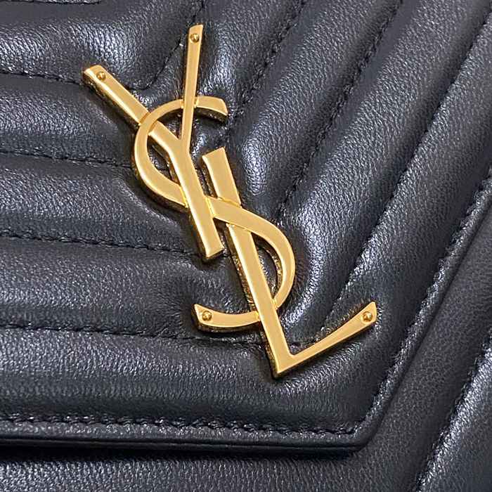 SAINT LAURENT 377828 ラムレザー ブラック、ゴールド ハンドバッグ チェーン、クラシック 14x5cm サイズ:22.5x14x4cm