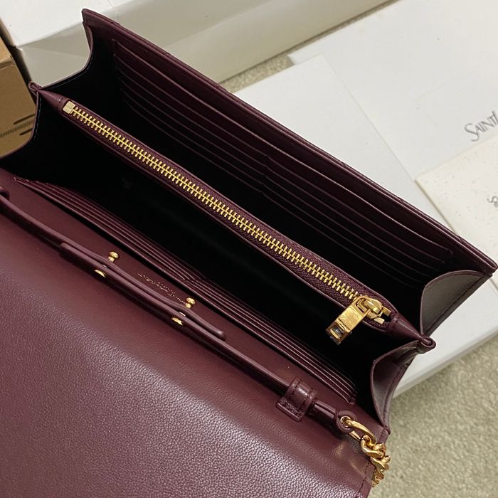 SAINT LAURENT 377828 ラムレザー レッド、ゴールド ハンドバッグ チェーン、クラシック 14x5cm サイズ:22.5x14x4cm