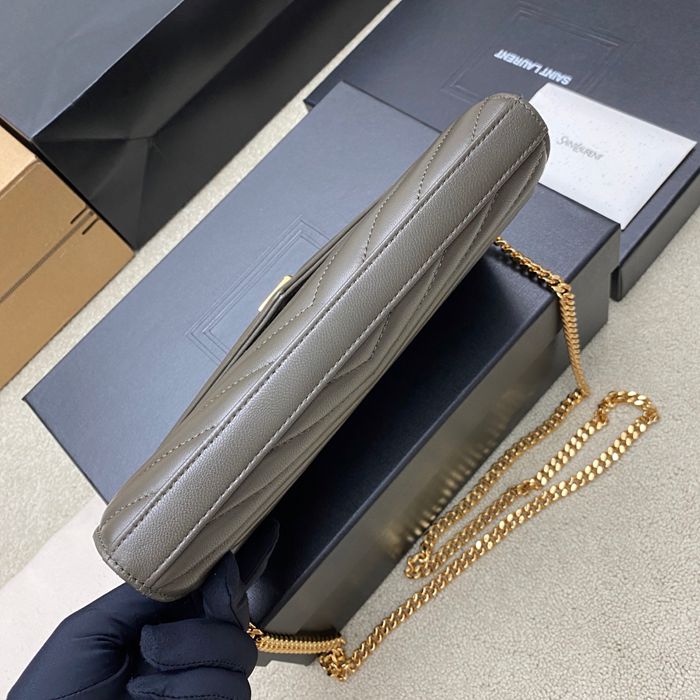 SAINT LAURENT 377828 ラムレザー グリーン、ゴールド ハンドバッグ チェーン、クラシック 14x5cm サイズ:22.5x14x4cm