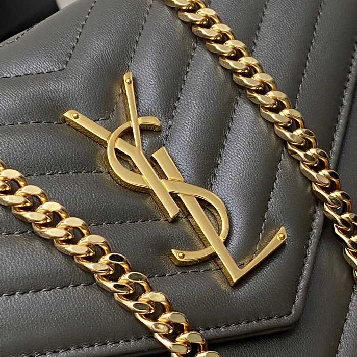 SAINT LAURENT 377828 ラムレザー グリーン、ゴールド ハンドバッグ チェーン、クラシック 14x5cm サイズ:22.5x14x4cm