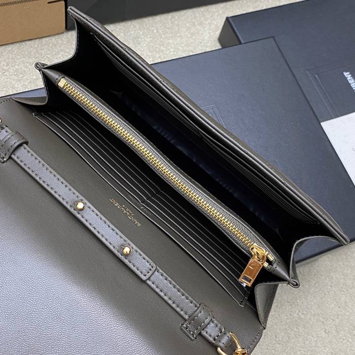 SAINT LAURENT 377828 ラムレザー グリーン、ゴールド ハンドバッグ チェーン、クラシック 14x5cm サイズ:22.5x14x4cm