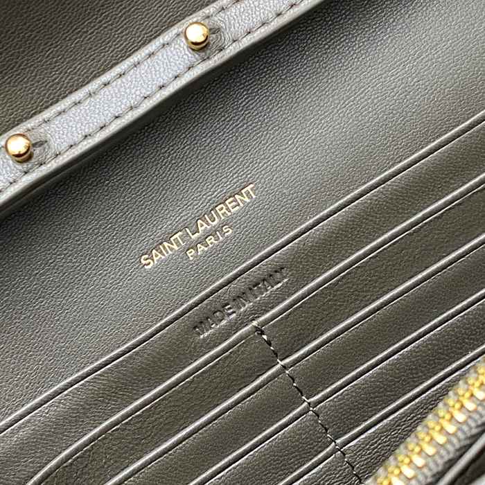 SAINT LAURENT 377828 ラムレザー グリーン、ゴールド ハンドバッグ チェーン、クラシック 14x5cm サイズ:22.5x14x4cm