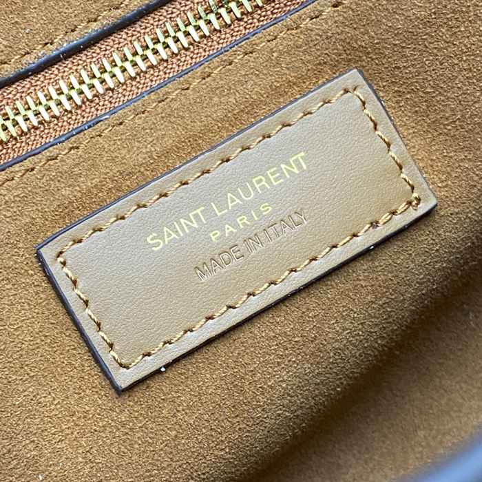 SAINT LAURENT 718556 カーフレザー ブラウン、ゴールド ハンドバッグ ニキ、クラシック 22x16cm サイズ:22x16cm