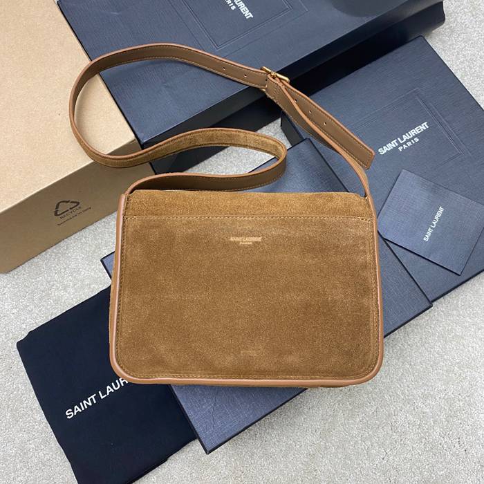 SAINT LAURENT 718556 カーフレザー、マット ブラウン、ゴールド、マット ハンドバッグ ニキ、クラシック 22x16cm サイズ:22x16cm