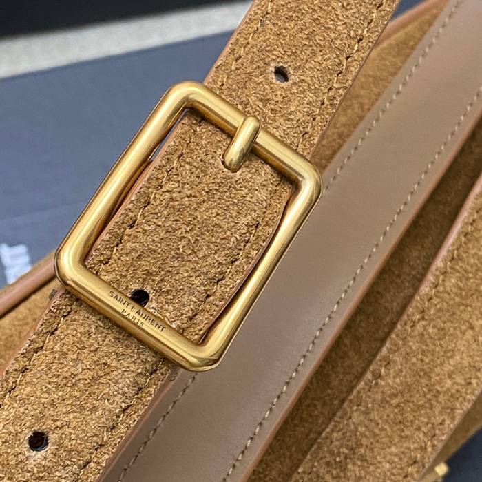 SAINT LAURENT 718556 カーフレザー、マット ブラウン、ゴールド、マット ハンドバッグ ニキ、クラシック 22x16cm サイズ:22x16cm