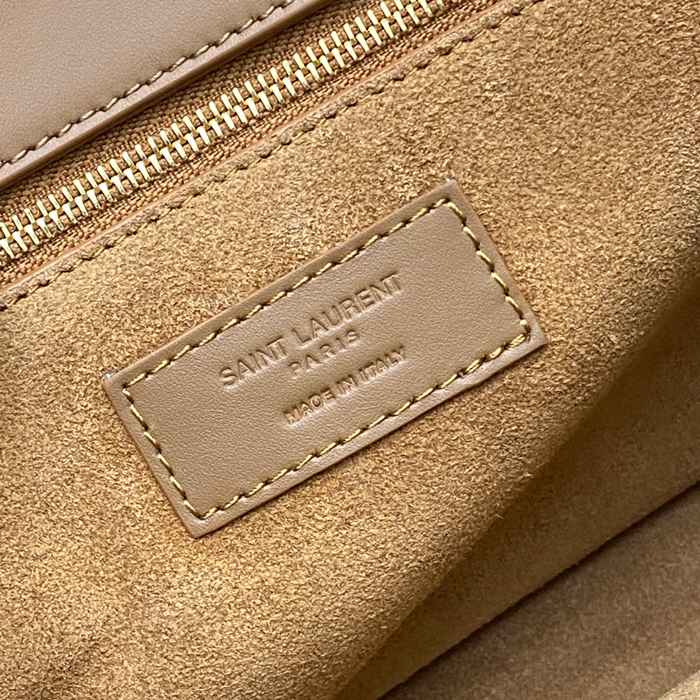 SAINT LAURENT 718556 カーフレザー、マット ブラウン、ゴールド、マット ハンドバッグ ニキ、クラシック 22x16cm サイズ:22x16cm