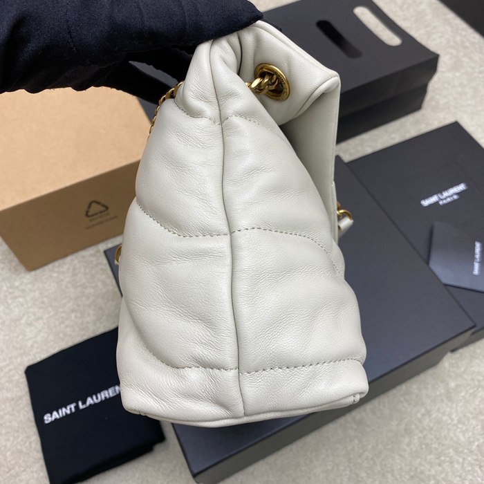SAINT LAURENT 577476 ラムレザー、カーフレザー ホワイト、ゴールド、シルバー 斜め掛けバッグ チェーン、クラシック 29x17x11cm サイズ:29x17x11cm