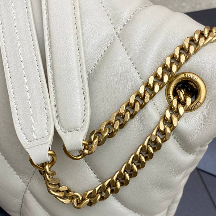 SAINT LAURENT 577476 ラムレザー、カーフレザー ホワイト、ゴールド、シルバー 斜め掛けバッグ チェーン、クラシック 29x17x11cm サイズ:29x17x11cm