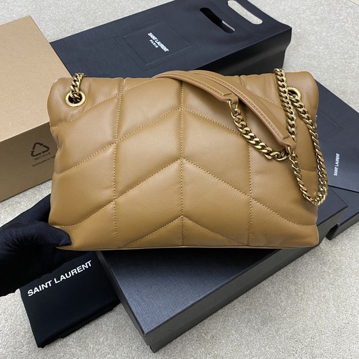SAINT LAURENT 577476 ラムレザー、カーフレザー ゴールド、シルバー、キャラメル 斜め掛けバッグ チェーン、クラシック 29x17x11cm サイズ:29x17x11cm