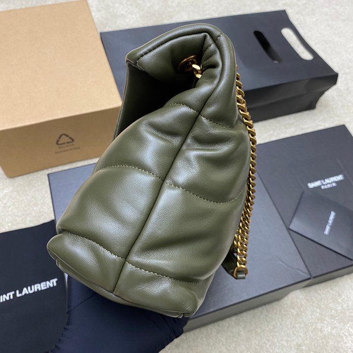SAINT LAURENT 577476 ラムレザー、カーフレザー グリーン、ゴールド、シルバー 斜め掛けバッグ チェーン、クラシック 29x17x11cm サイズ:29x17x11cm