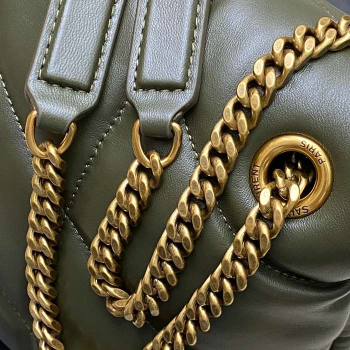 SAINT LAURENT 577476 ラムレザー、カーフレザー グリーン、ゴールド、シルバー 斜め掛けバッグ チェーン、クラシック 29x17x11cm サイズ:29x17x11cm