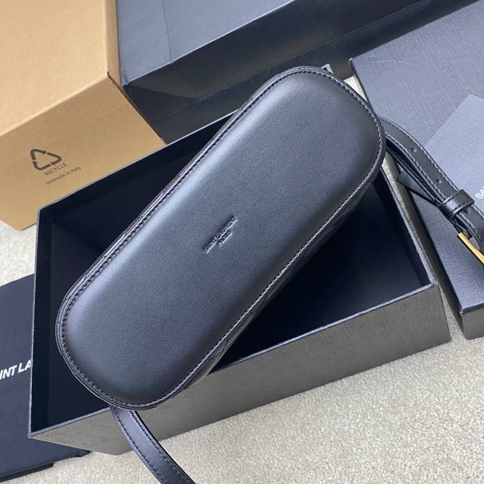 SAINT LAURENT 851572 ラムレザー ブラック、ゴールド ハンドバッグ クラシック 15x8cm サイズ:22.5x15x8cm