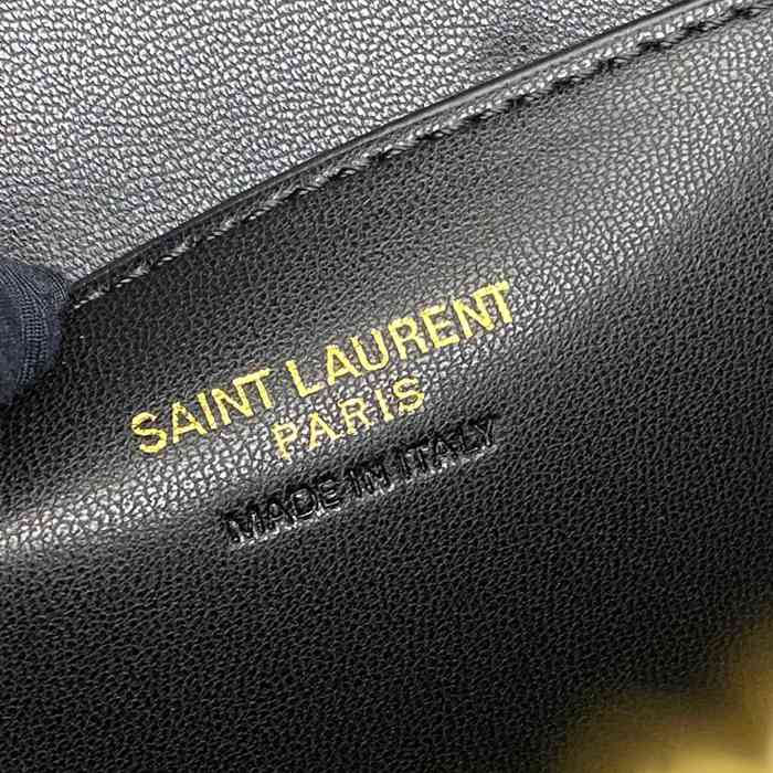 SAINT LAURENT 851572 ラムレザー ブラック、ゴールド ハンドバッグ クラシック 15x8cm サイズ:22.5x15x8cm
