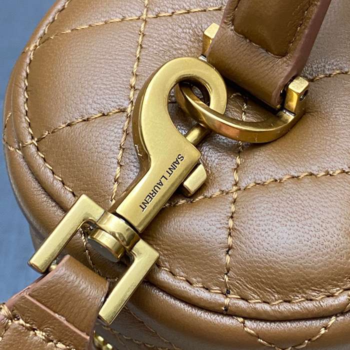 SAINT LAURENT 851572 ラムレザー ブラウン、ゴールド ハンドバッグ クラシック 15x8cm サイズ:22.5x15x8cm