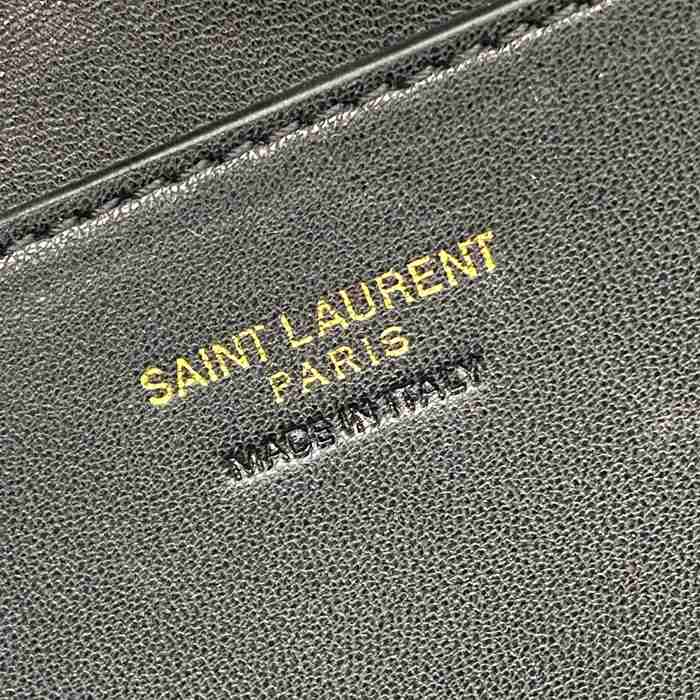 SAINT LAURENT 851572 ラムレザー ブラウン、ゴールド ハンドバッグ クラシック 15x8cm サイズ:22.5x15x8cm