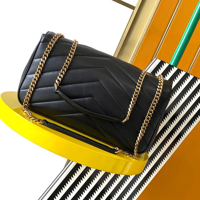 SAINT LAURENT 801439 ラムレザー 斜め掛けバッグ チェーン 29x17cm サイズ:29x17cm