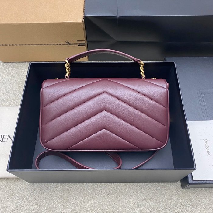 SAINT LAURENT 869461 ラムレザー レッド、ゴールド 斜め掛けバッグ チェーン 25x13cm サイズ:25x13cm