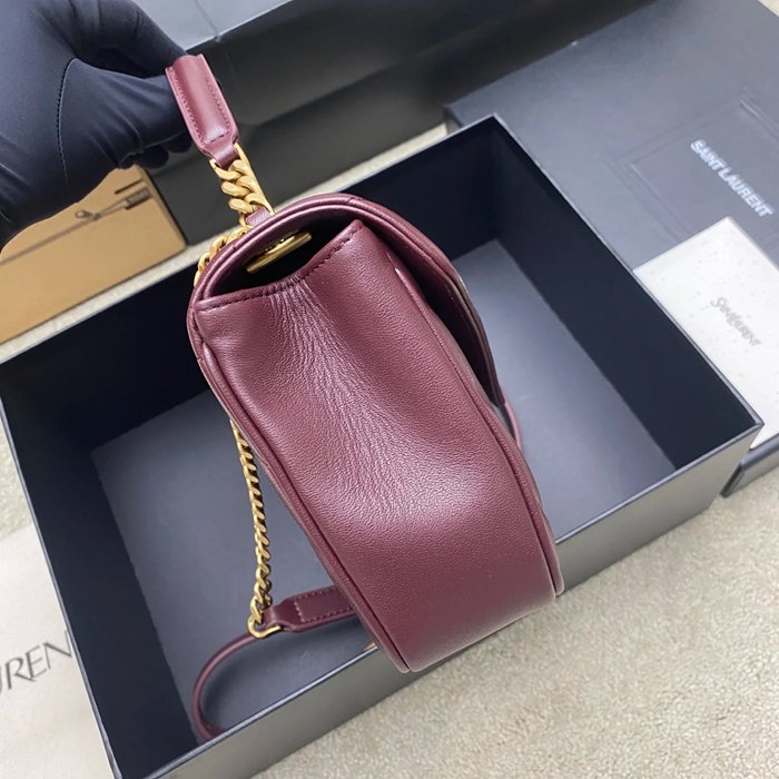 SAINT LAURENT 869461 ラムレザー レッド、ゴールド 斜め掛けバッグ チェーン 25x13cm サイズ:25x13cm