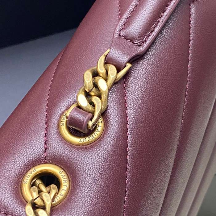 SAINT LAURENT 869461 ラムレザー レッド、ゴールド 斜め掛けバッグ チェーン 25x13cm サイズ:25x13cm