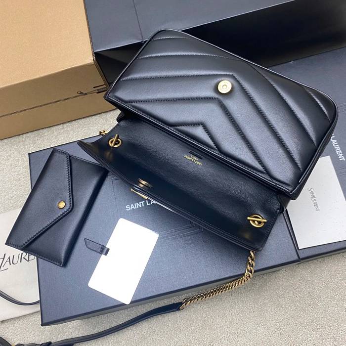 SAINT LAURENT 869461 ラムレザー ゴールド 斜め掛けバッグ チェーン 25x13cm サイズ:25x13cm