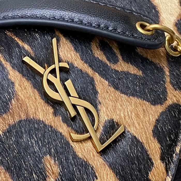 SAINT LAURENT 829271 ラムレザー、ホースヘア ゴールド、レオパード、ホースヘア 斜め掛けバッグ、ハンドバッグ、封筒バッグ 封筒 19x12cm サイズ:19x12cm