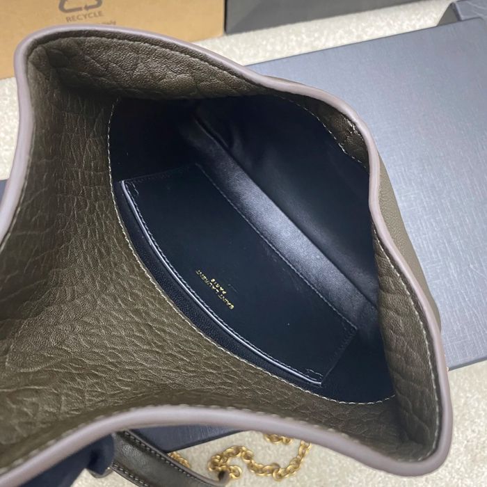 SAINT LAURENT 819271 ラムレザー、エレファント グリーン、ゴールド、エレファント 斜め掛けバッグ、チェーンバッグ、封筒バッグ チェーン、封筒、カリプソ、ミニ 19x12cm サイズ:19x12cm
