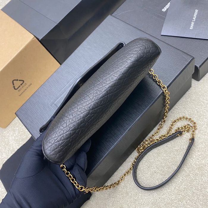 SAINT LAURENT 819271 ラムレザー、エレファント ブラック、ゴールド、エレファント 斜め掛けバッグ、チェーンバッグ、封筒バッグ チェーン、封筒、カリプソ、ミニ 19x12cm サイズ:19x12cm