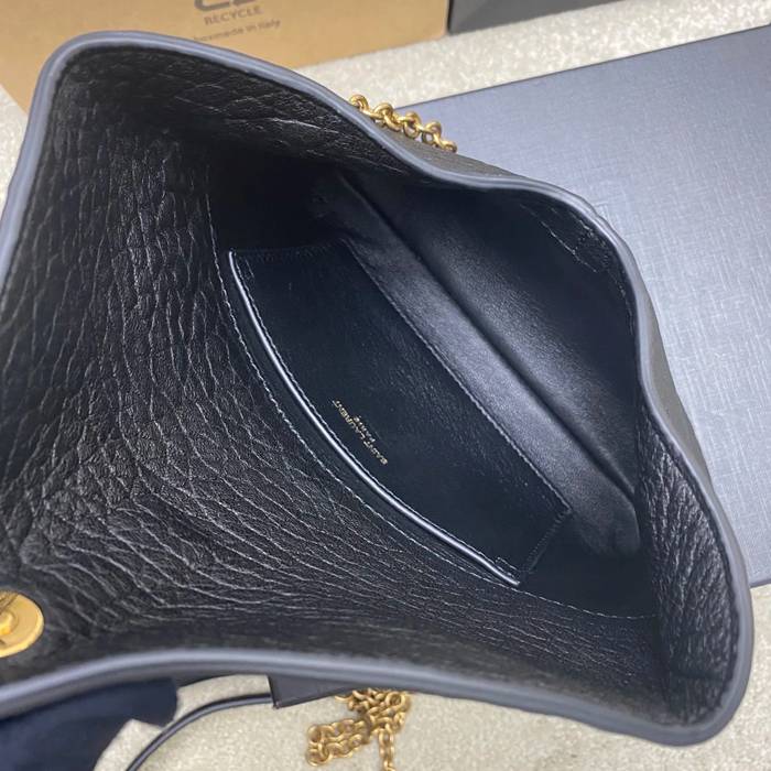 SAINT LAURENT 819271 ラムレザー、エレファント ブラック、ゴールド、エレファント 斜め掛けバッグ、チェーンバッグ、封筒バッグ チェーン、封筒、カリプソ、ミニ 19x12cm サイズ:19x12cm