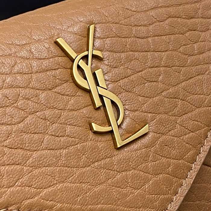 SAINT LAURENT 819271 ラムレザー、エレファント ゴールド、イエロー、キャラメル 斜め掛けバッグ、チェーンバッグ、封筒バッグ チェーン、封筒、カリプソ、ミニ 19x12cm サイズ:19x12cm