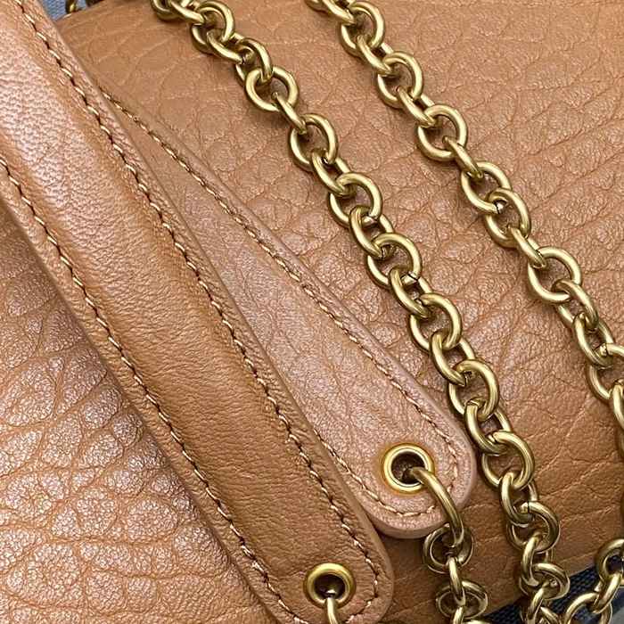 SAINT LAURENT 819271 ラムレザー、エレファント ゴールド、イエロー、キャラメル 斜め掛けバッグ、チェーンバッグ、封筒バッグ チェーン、封筒、カリプソ、ミニ 19x12cm サイズ:19x12cm