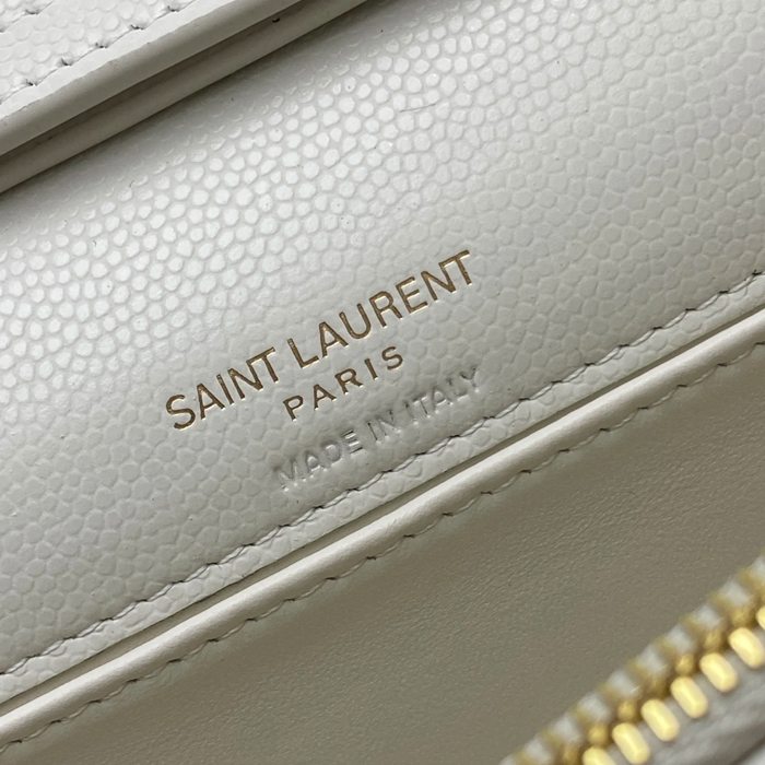 SAINT LAURENT 871140 ラムレザー ホワイト、ゴールド、クリーム 斜め掛けバッグ、チェーンバッグ チェーン、ベッキー 20x13cm サイズ:20x13cm